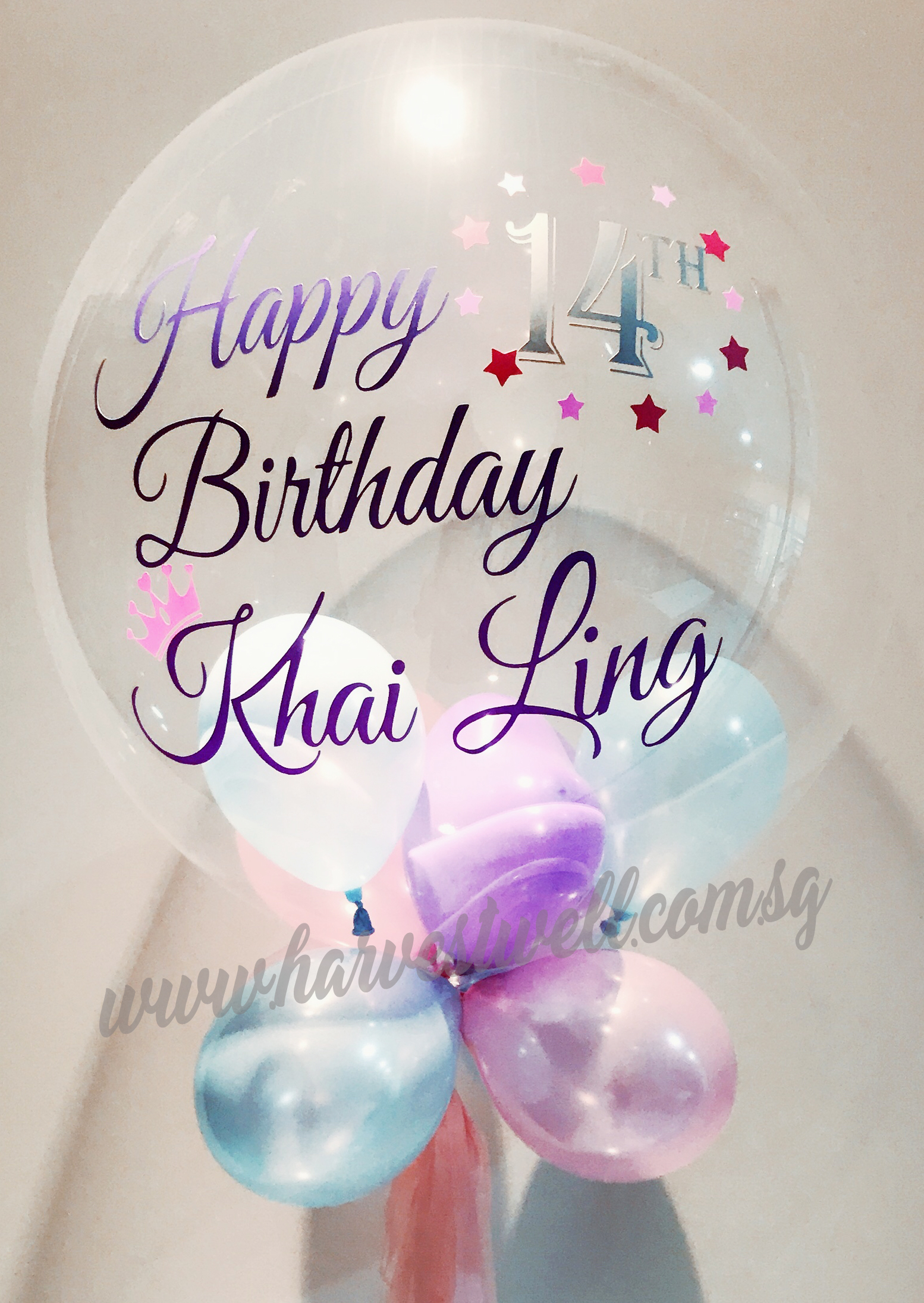 Customised Pink Star Birthday Bubble Balloon Customised Pink Star Birthday Bubble Balloon